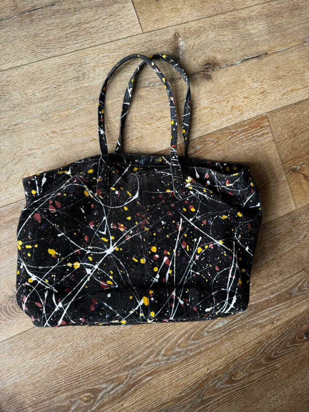 Zadig & Voltaire Black Splatter-Print suede Tote Bag